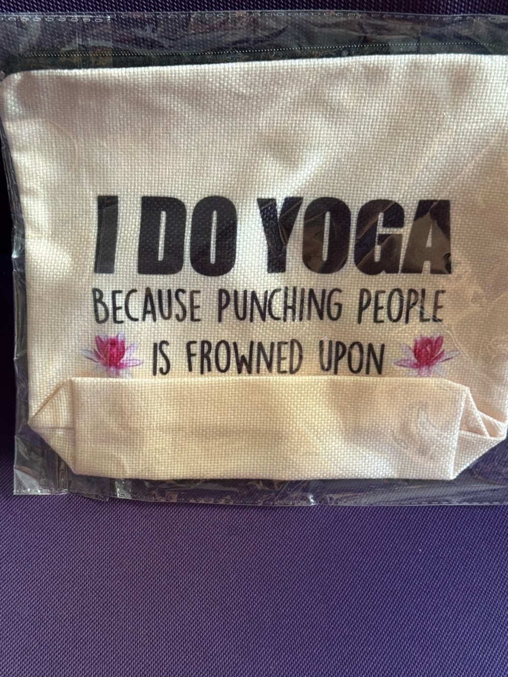 I Do Yoga Canvas makeup bag funny saying